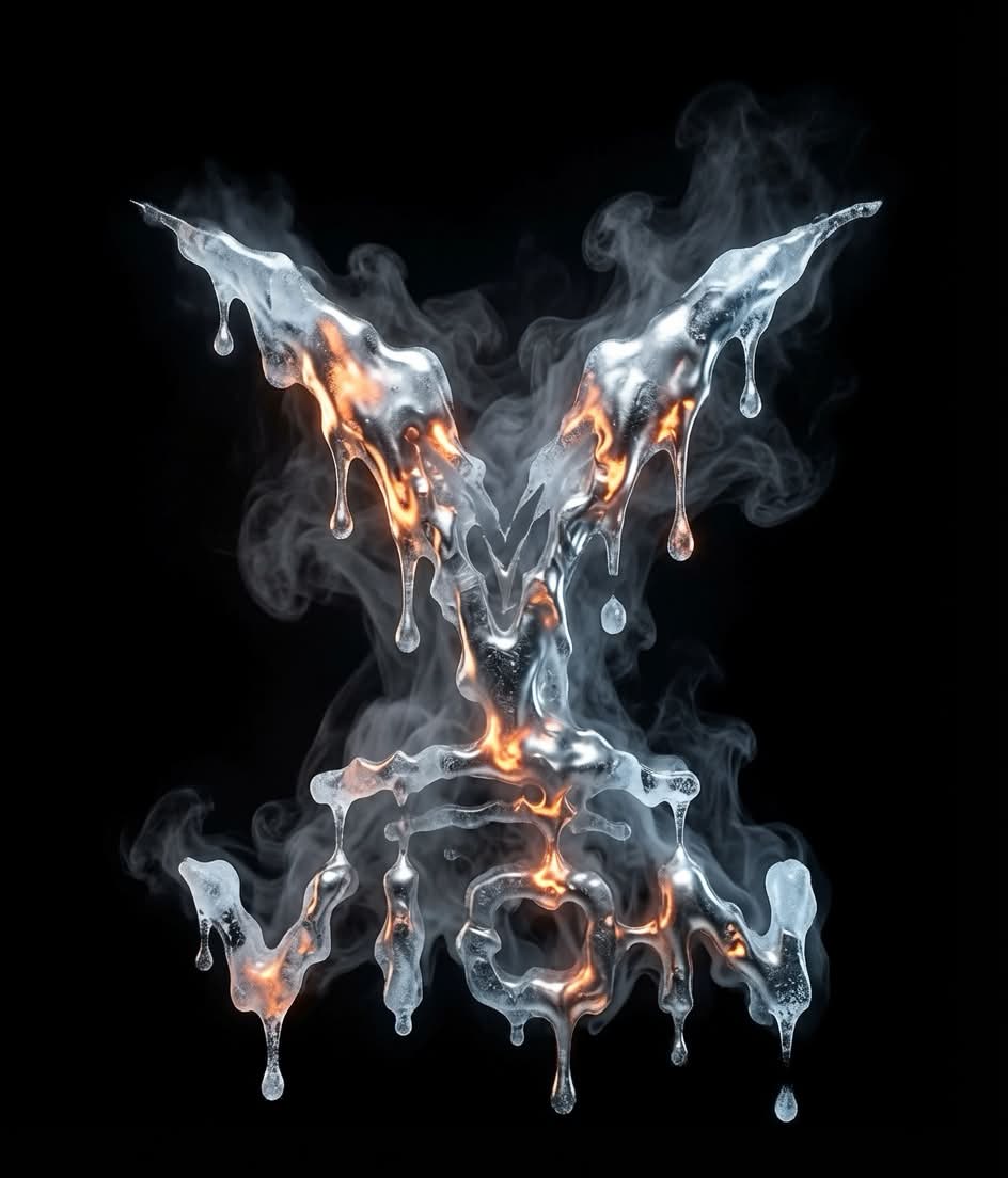 Vion emblem rendered in melting silver with orange highlights.